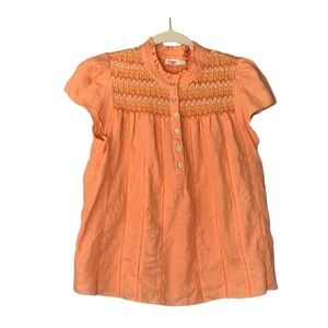 Faherty Orange Linen Top